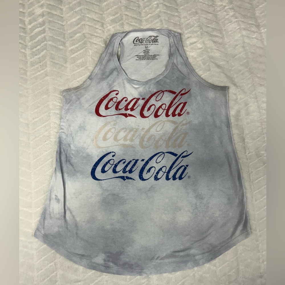 Coca Cola tank top juniors Medium gray tie dyed